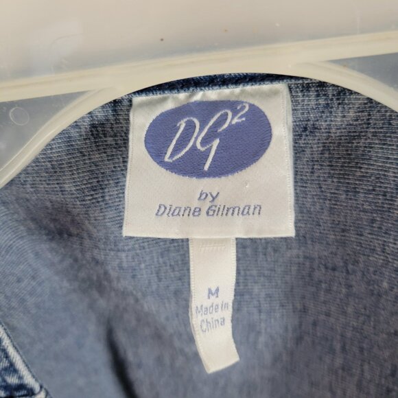 DG2 by Diane Gillman Medium Denim Vest embellished w/grommets studs blue EUC - Picture 5 of 9